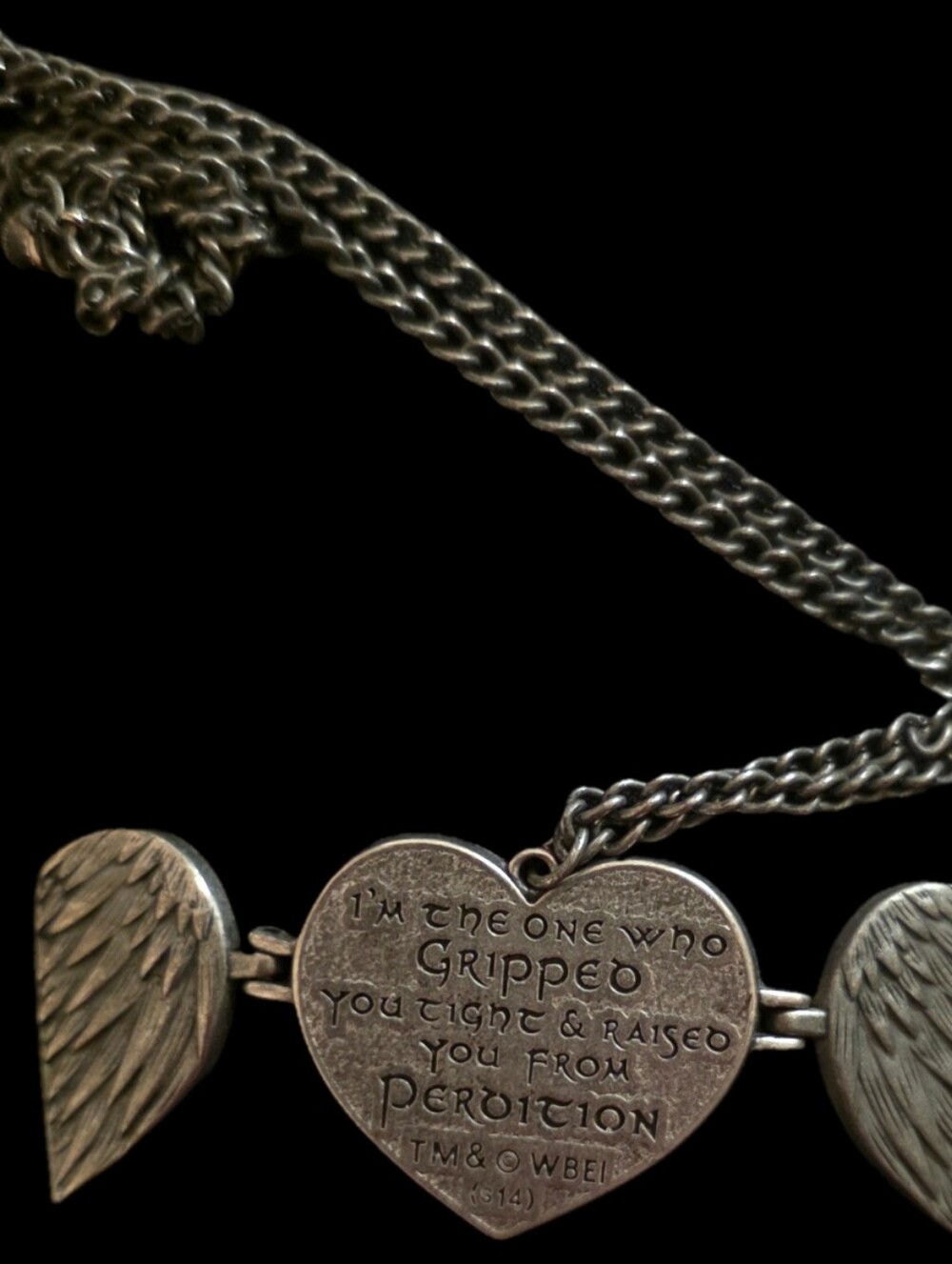 Supernatural Join The Hunt Bioworld Pewter Heart Castiel Wings Locket NWOT - Picture 6 of 17